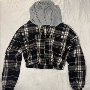 HYFVE Gray and Black Plaid Hoodie